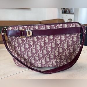 Dior Burgundy and Cream Monogram Shoulder Bag